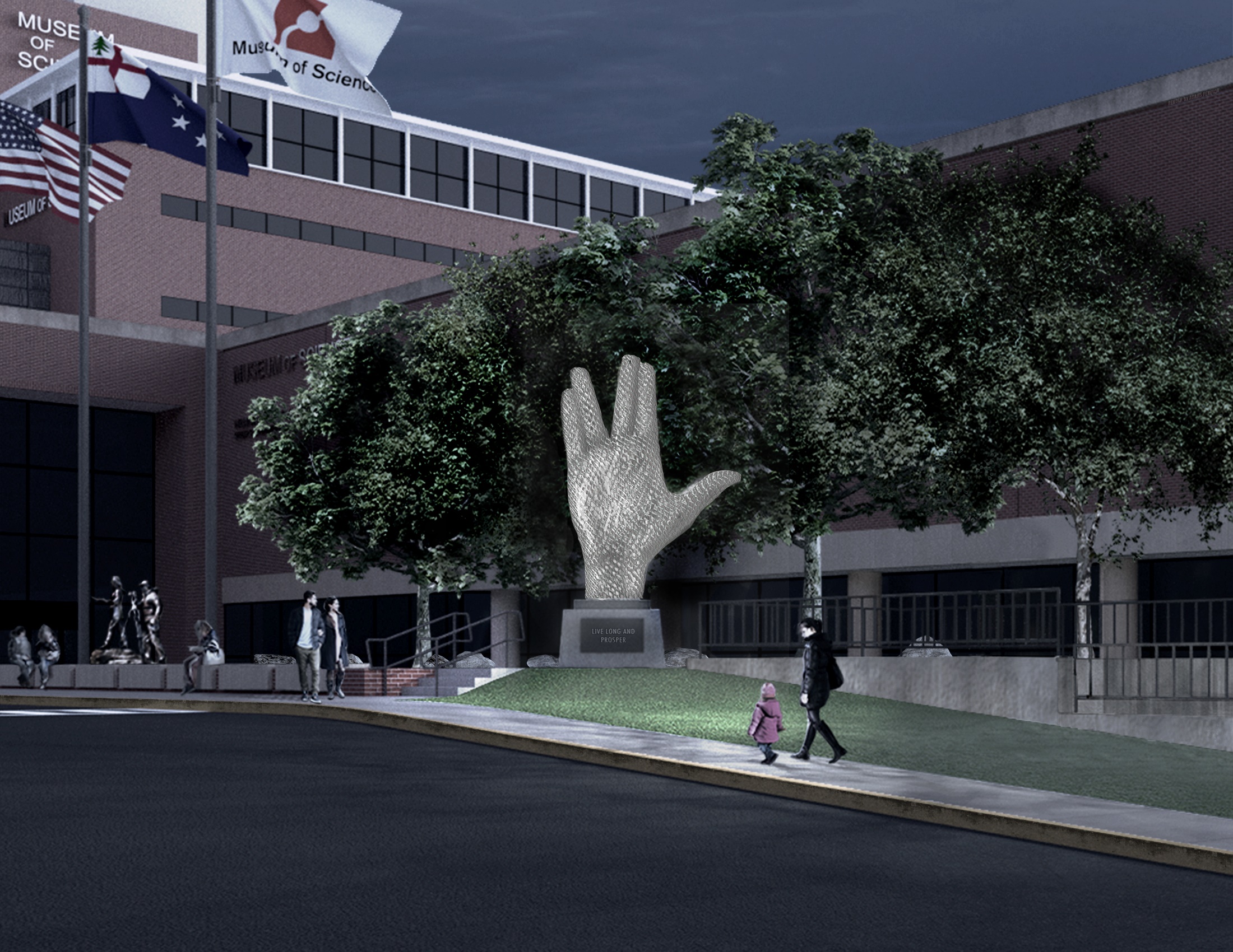 Nimoy Sculpture - hand gesture meaning Live Long and Prosper