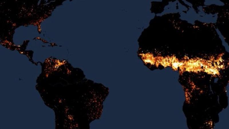 A map of the earth showing where wildfires are.