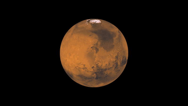 Mars on a black background