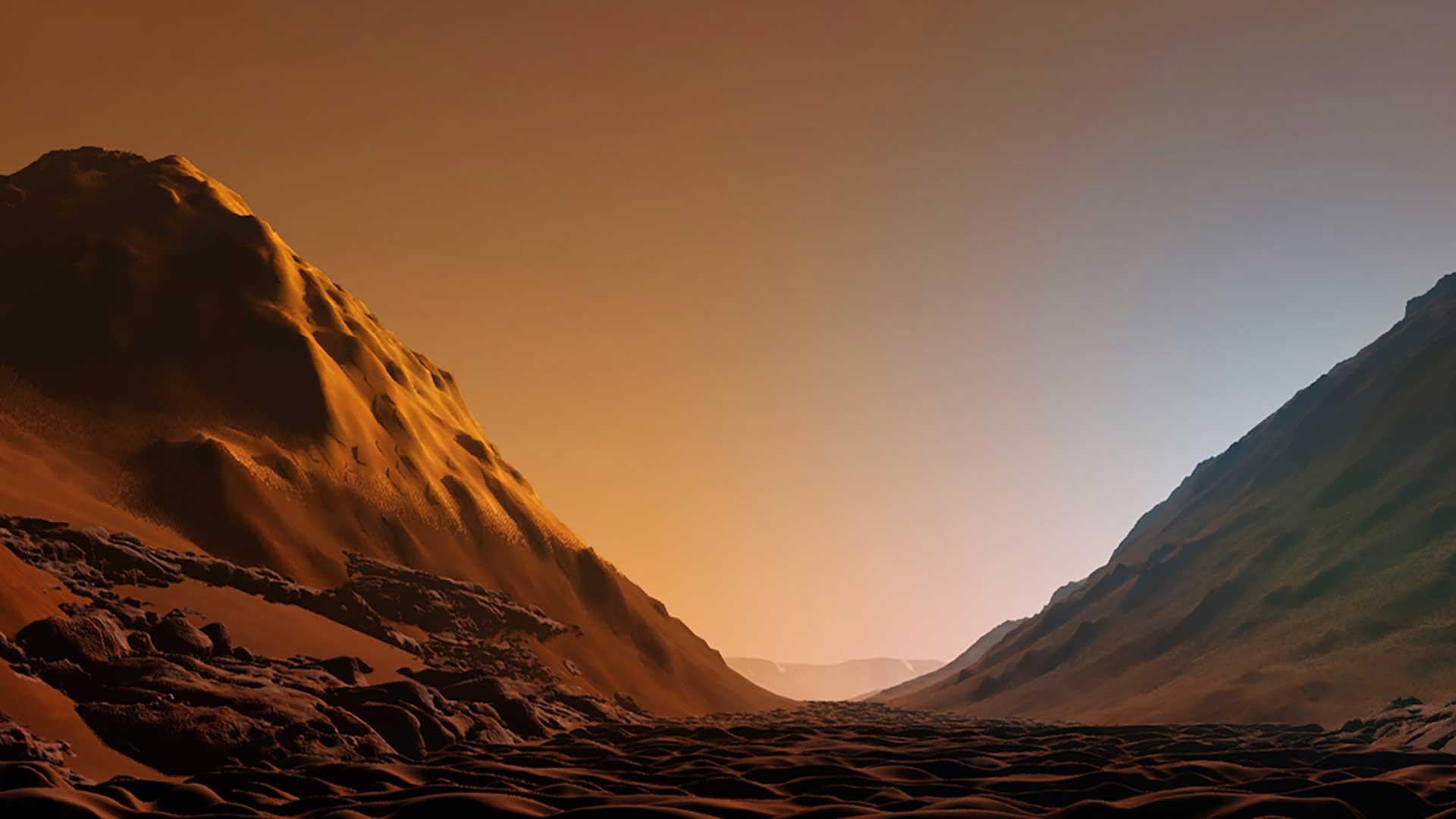 A rendering of the surface of Mars.