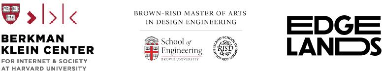 Logos for the Berkman Klein Center for Internet & Society, MADE program, and the Edgelands Institute