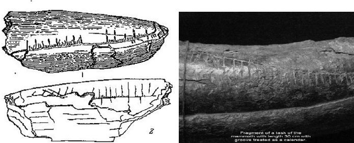 Sketch of a pattern on the mammoth tusk fragments from the Paleolithic