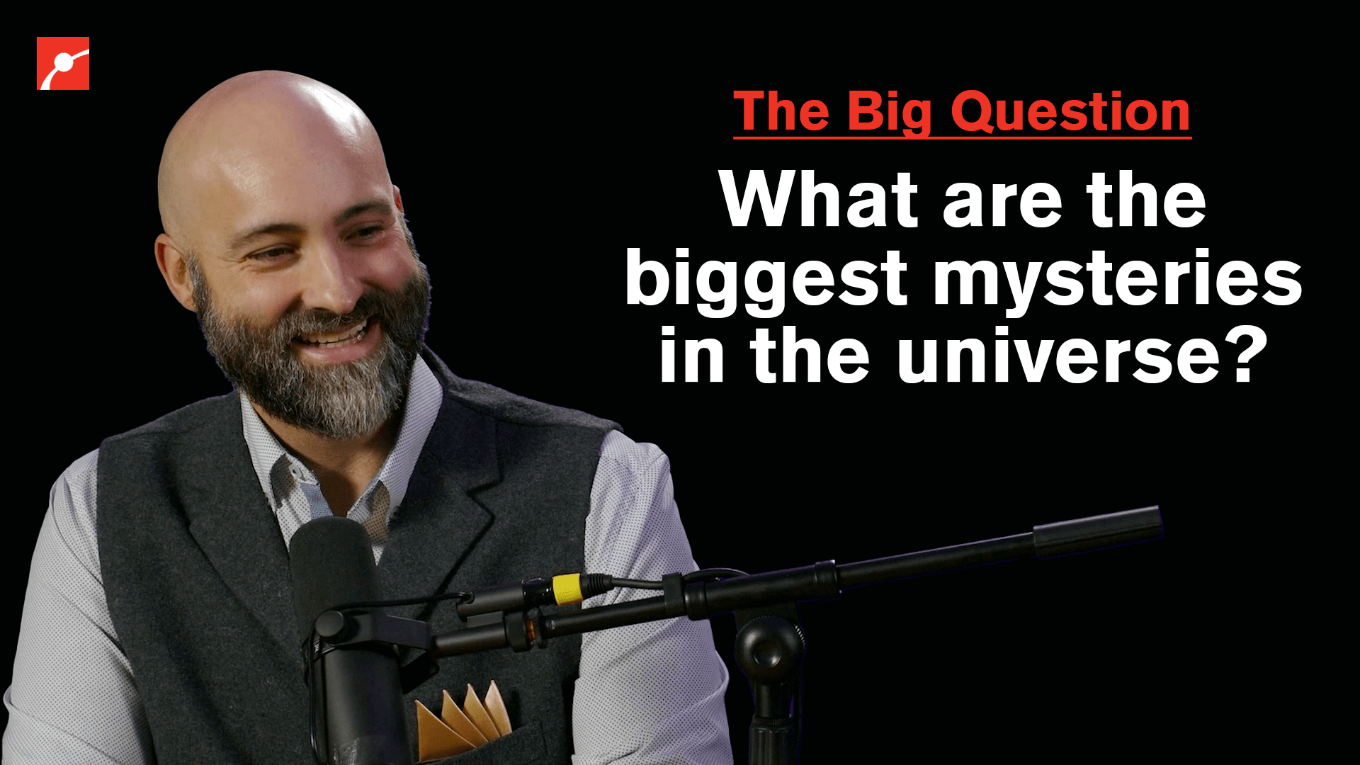 Paul Sutter with text that reads "The Big Question: What are the biggest mysteries in the universe?"