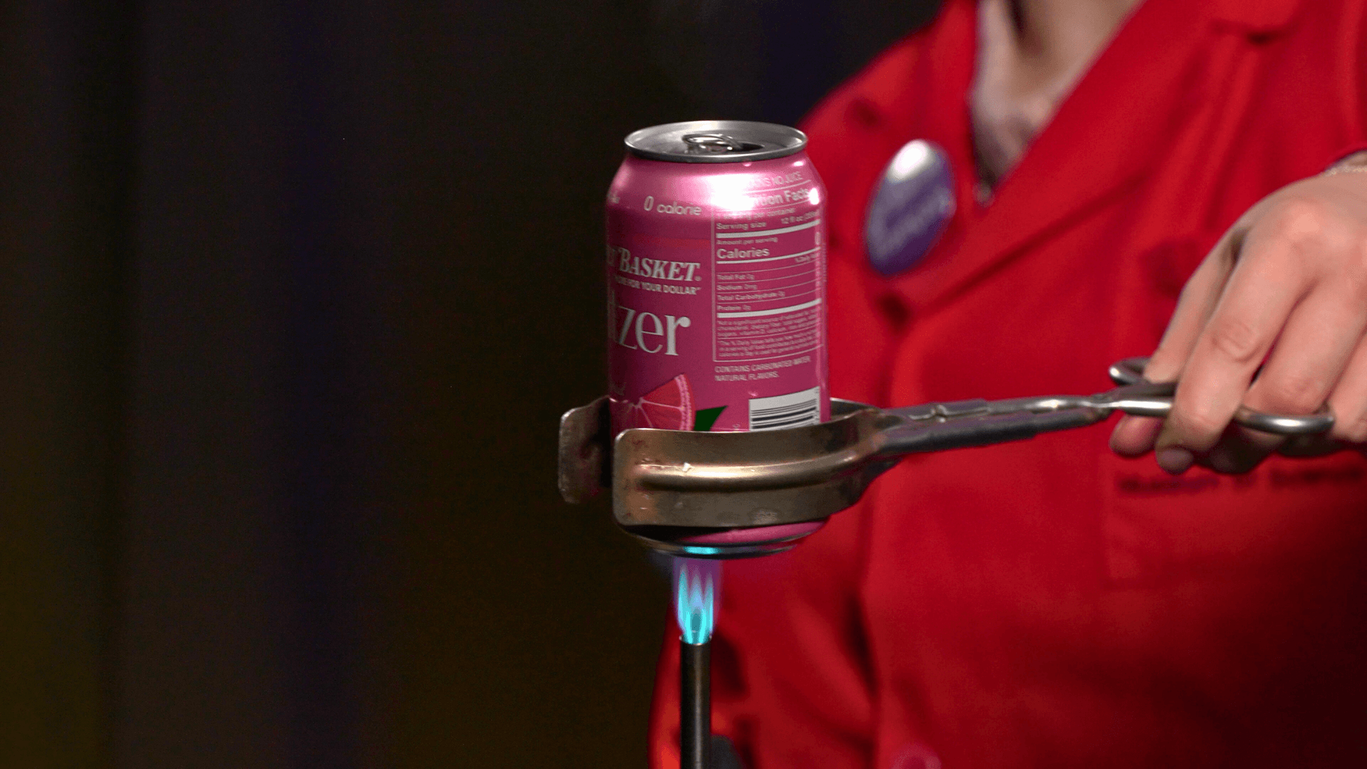 A can of seltzer over a blowtorch