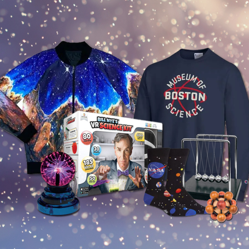 Shirts, toys, science kits, and apparel from the MOS Shop